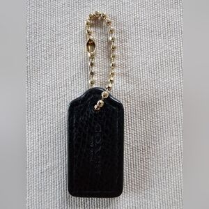 VGUC Black Leather Coach Hangtag Key Fob